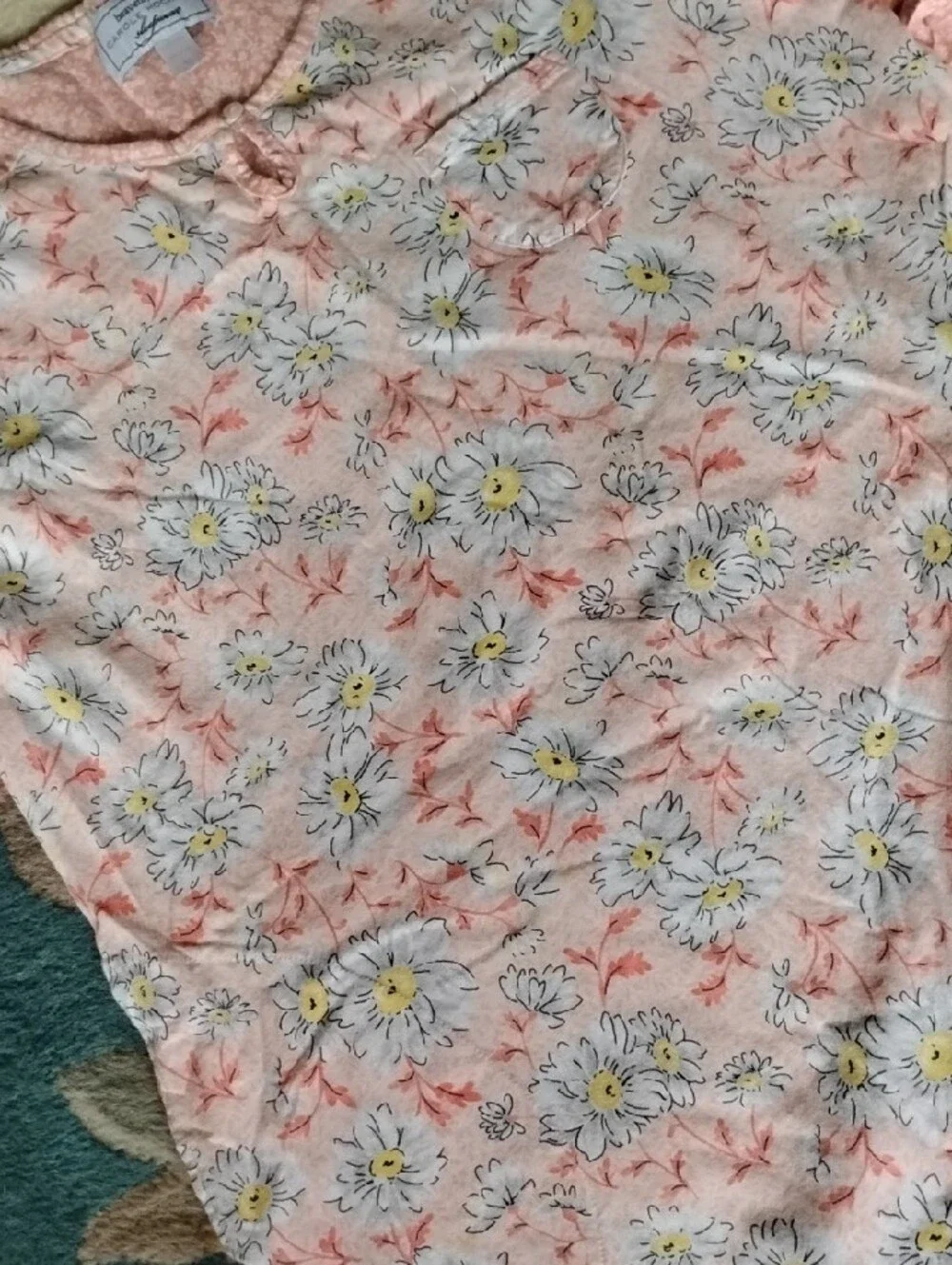 Carole Hochman Peach Floral, Cotton, Short-Sleeve Sleep Shirts Medium Euc - Picture 2 of 11